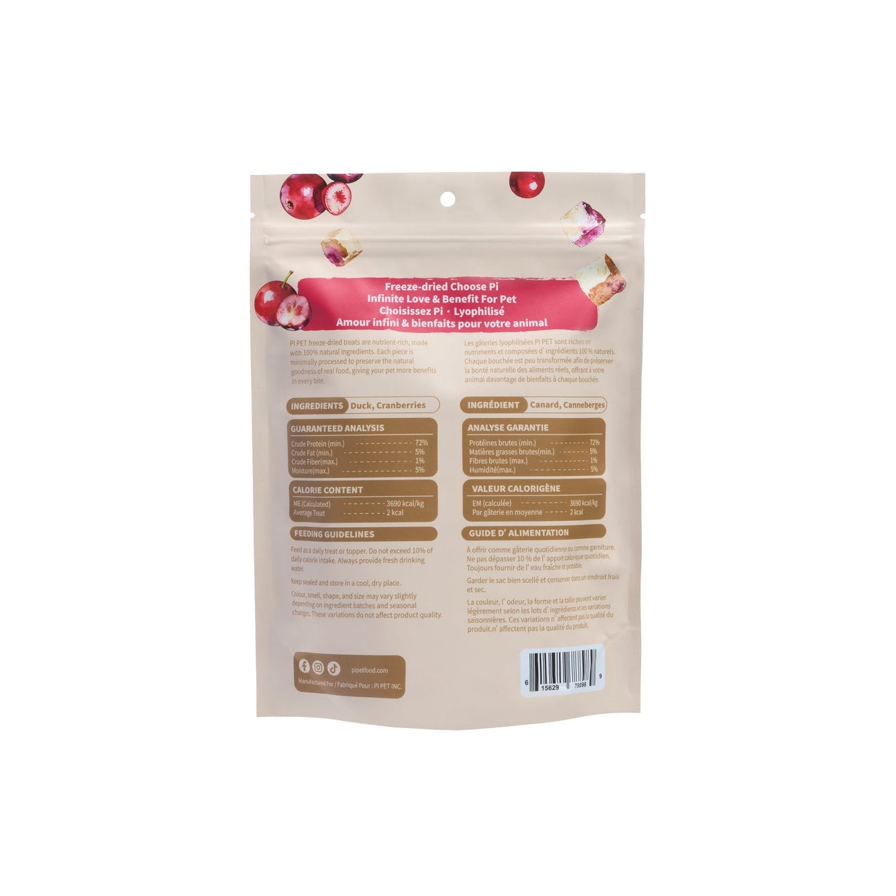 PI Freeze-Dried Mixed Bites - Duck & Cranberries