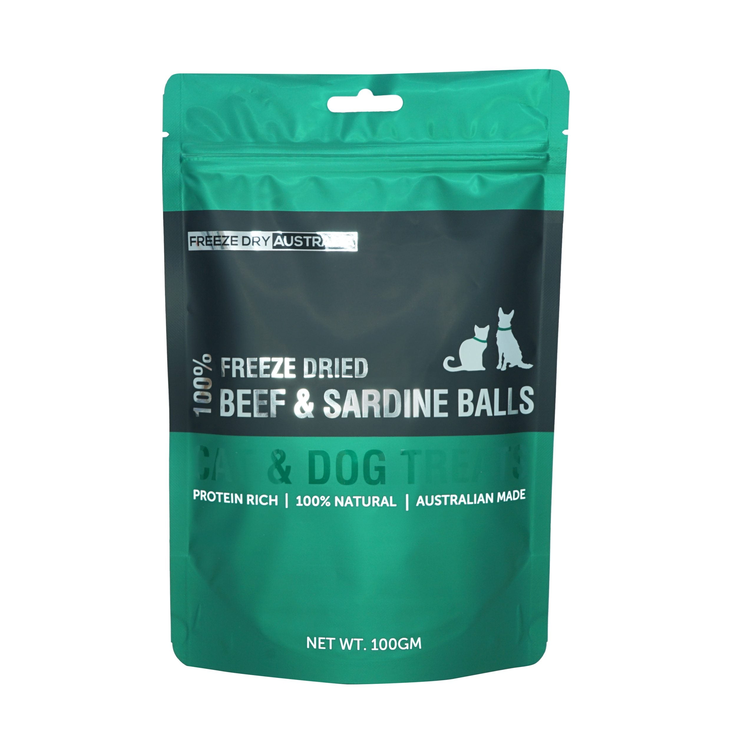 Freeze-Dry Australia's Beef & Sardine Ball Treats For Dog & Cat - 100g