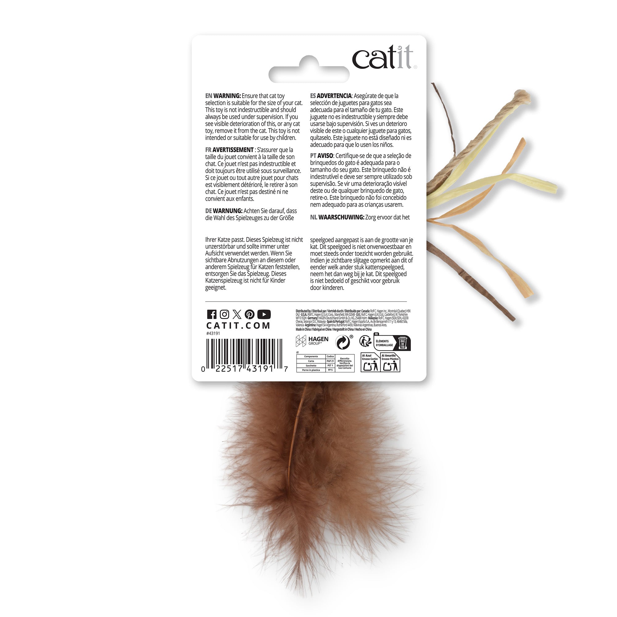 Catit Cat Toy - Fish Twin with Raffia and Feather Tail - 2-pack