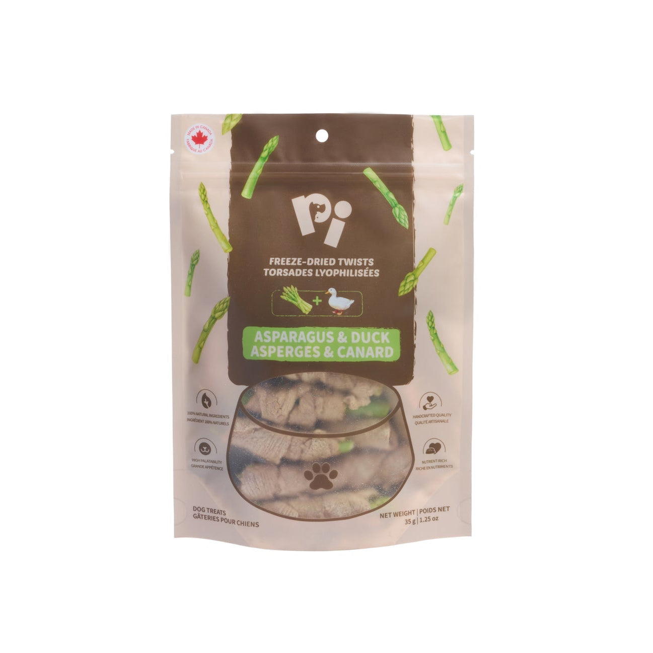 PI 狗狗专用 鸭肉卷蔬果冻干 训练磨牙必备 芦笋鸭肉卷 一袋35g