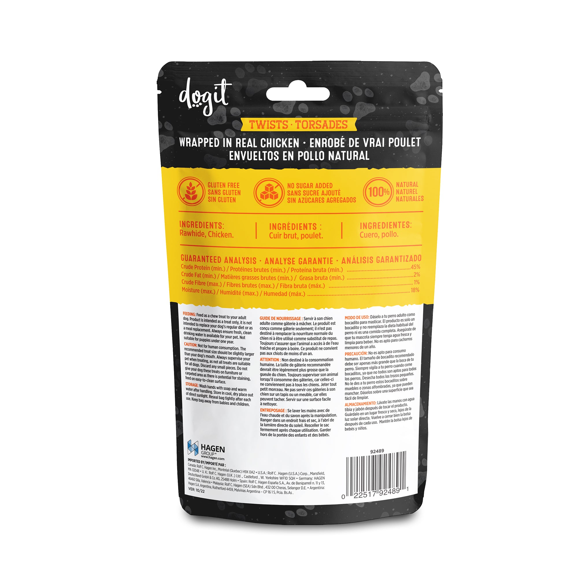 Dogit SnackBar Rawhide -  Chicken-Wrapped Twists - 4 pcs (12.7 cm/5 in)