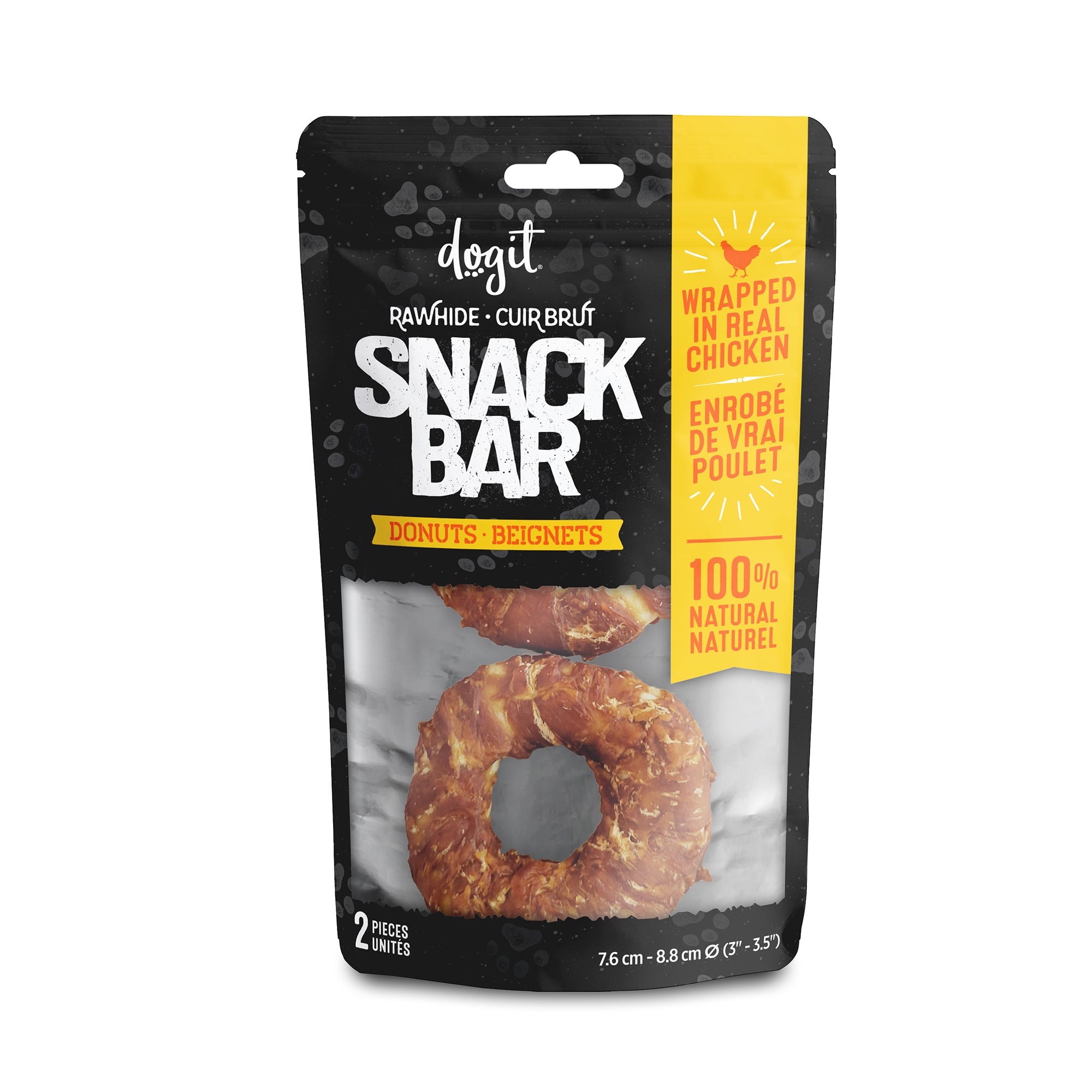 Dogit SnackBarRawhide - Chicken-Wrapped Donuts - 2 pcs (7.6 - 8.8 cm/3 - 3.5 in dia.) (Copy)