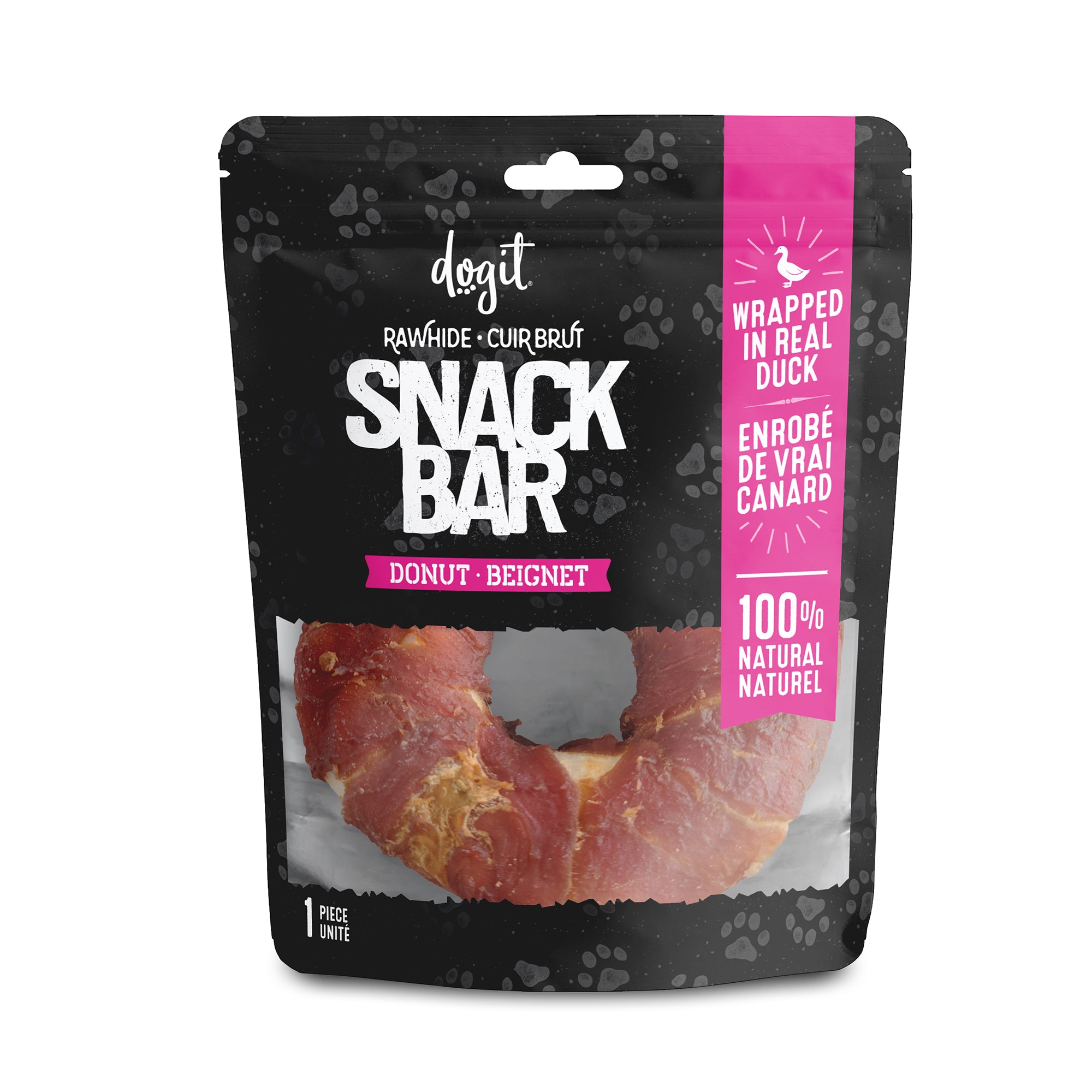 Dogit SnackBarRawhide - Duck-Wrapped Donuts - 1 pc (10 - 11.4 cm/4 - 4.5 in dia.)