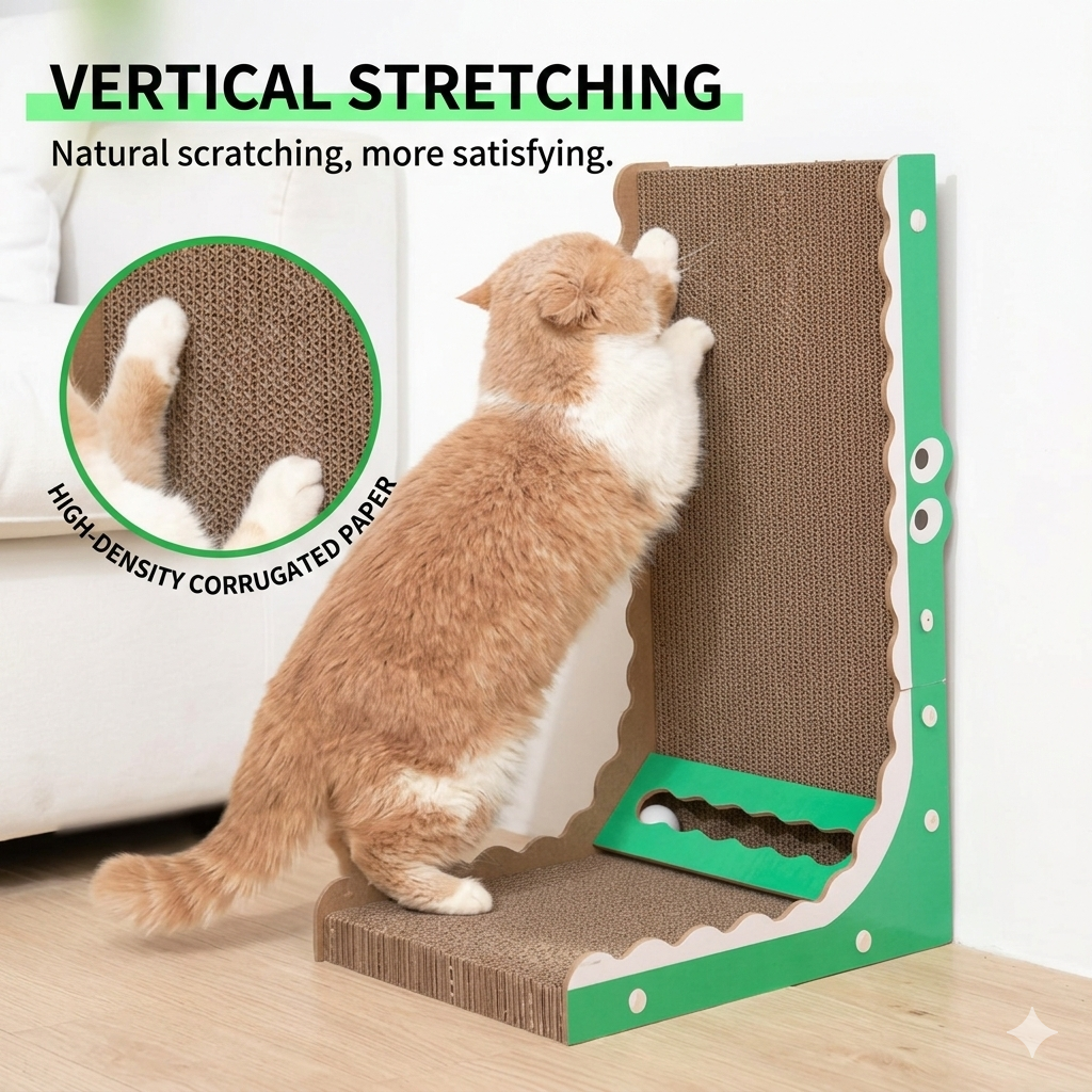 Purlab Crocodile Standing Cat Scratcher