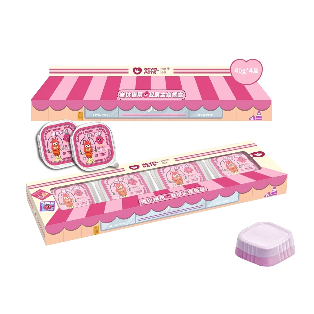 Gevel Pet Raspberry & Shrimp Dual-Layer Wet Cat Food