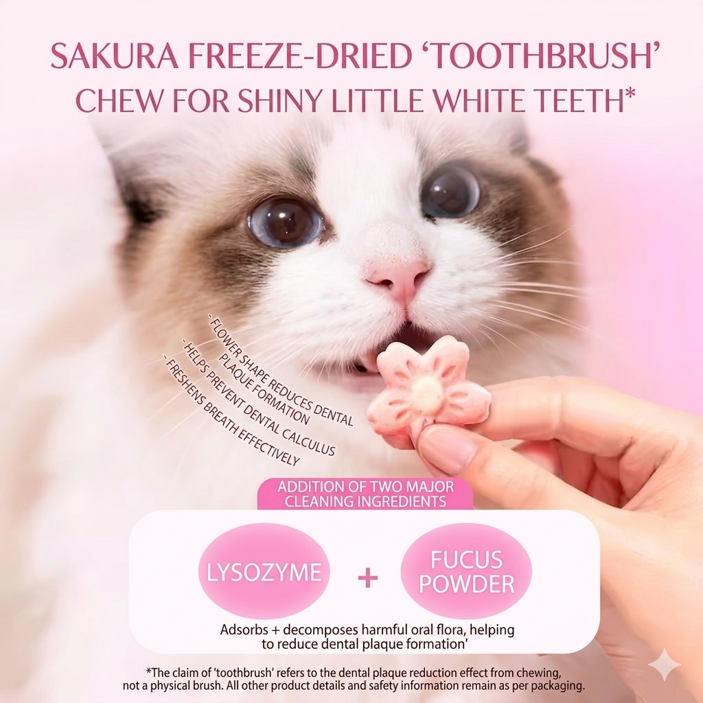 Bright Sakura-Shaped Freeze-Dried Cat Treats - Chicken & Berry Flavor