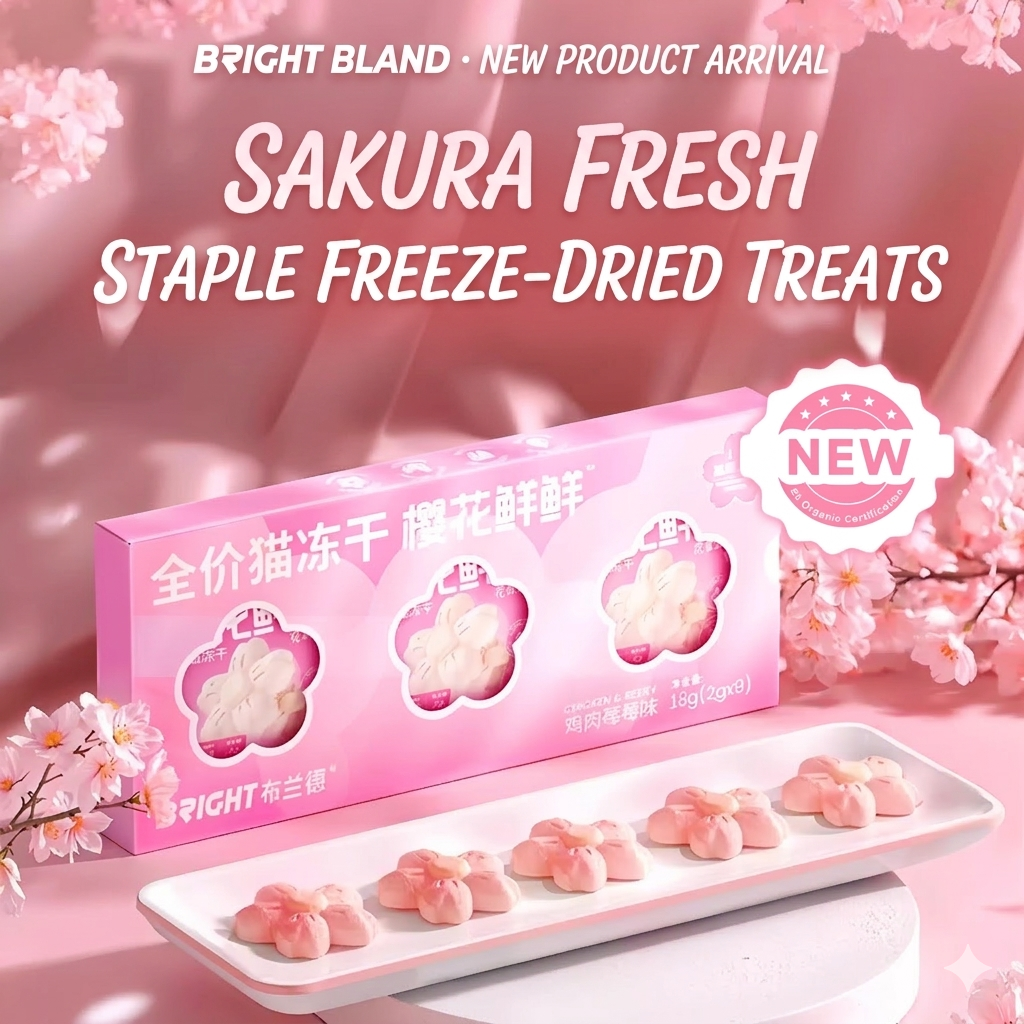 Bright Sakura-Shaped Freeze-Dried Cat Treats - Chicken & Berry Flavor