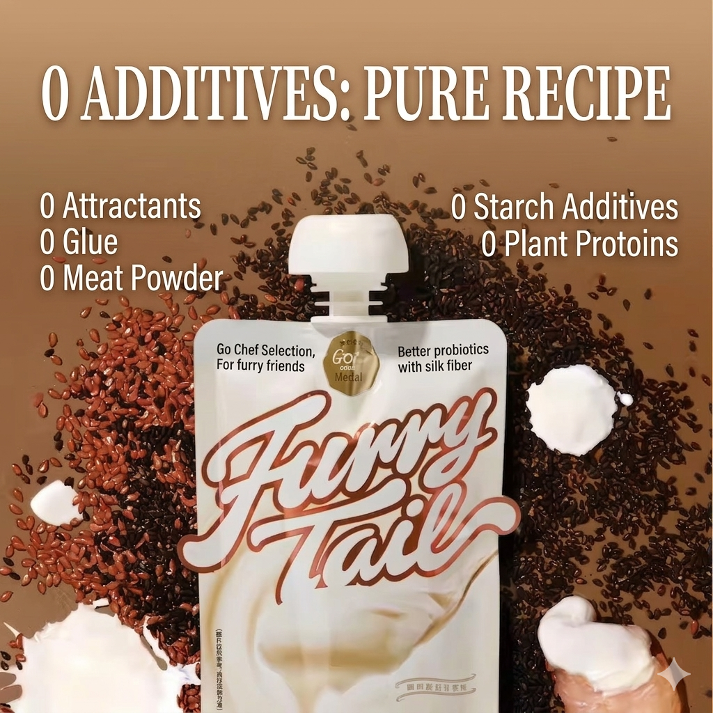 Furrytail尾巴生活 灰白泥猫特拉丝儿吸吸酱 白羽鸡羊奶 一袋80g大容量