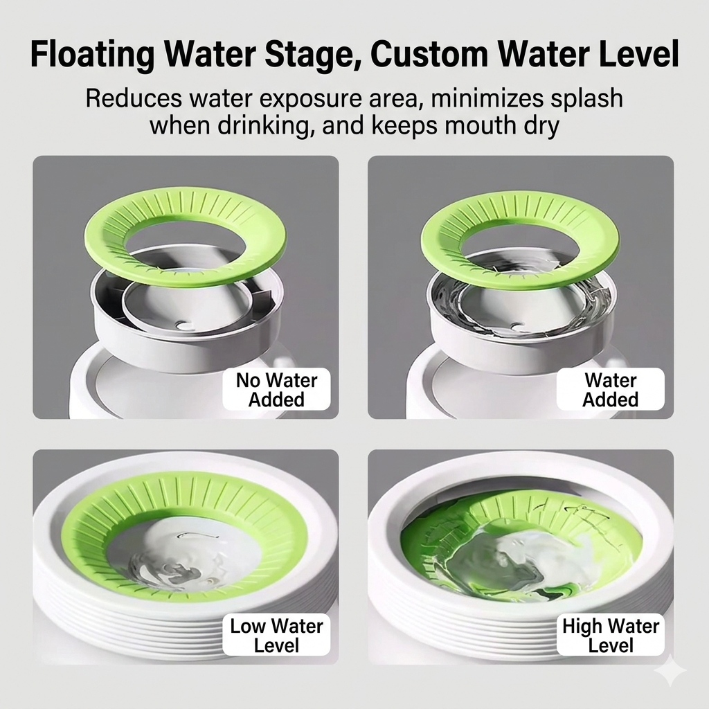 No-Spill Floating Pet Water Bowl - Anti-Wet Mouth Dog Water Dispenser