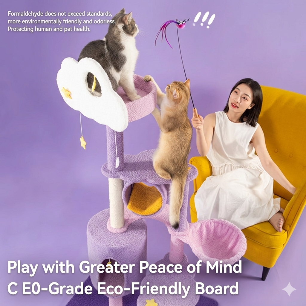 Cloudy & Star Cat Climbing Tree