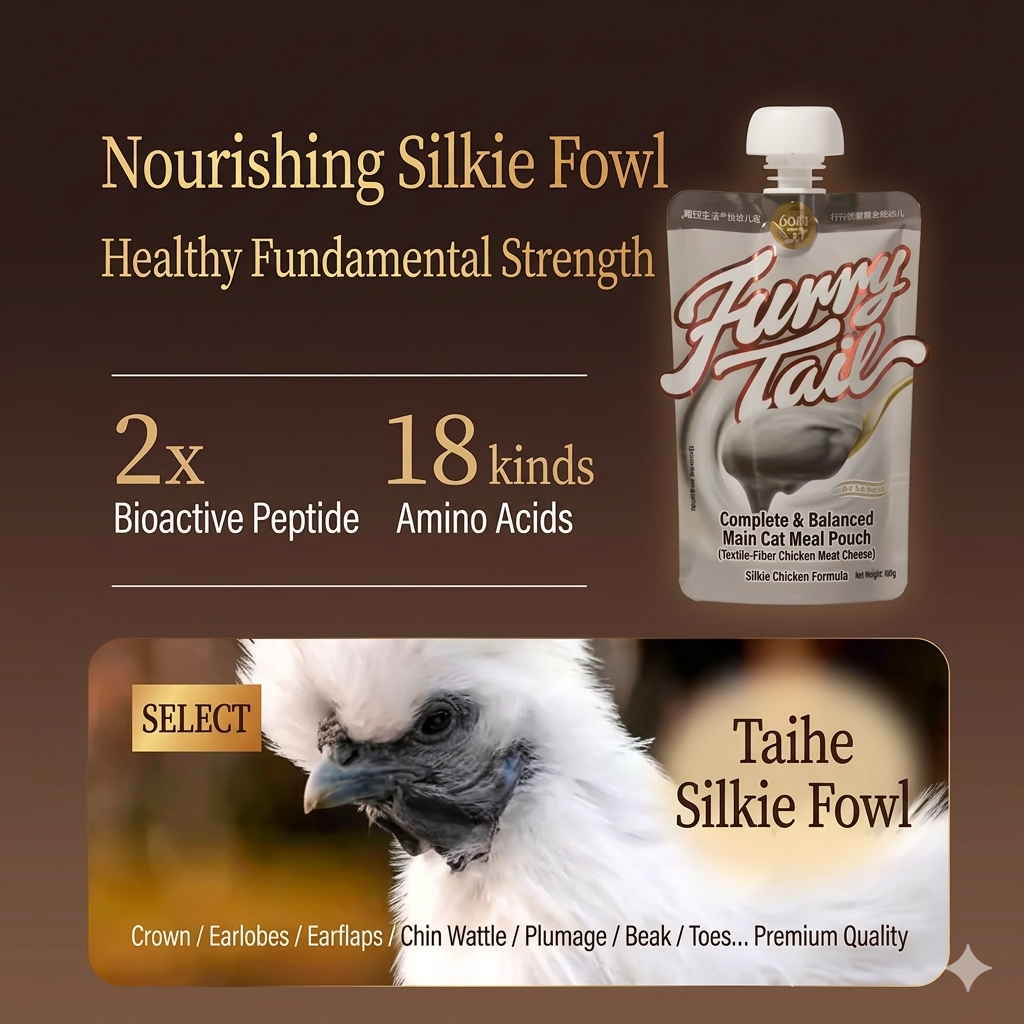 Furrytail尾巴生活 灰白泥猫特拉丝儿吸吸酱 乌骨鸡黑芝麻 一袋80g大容量