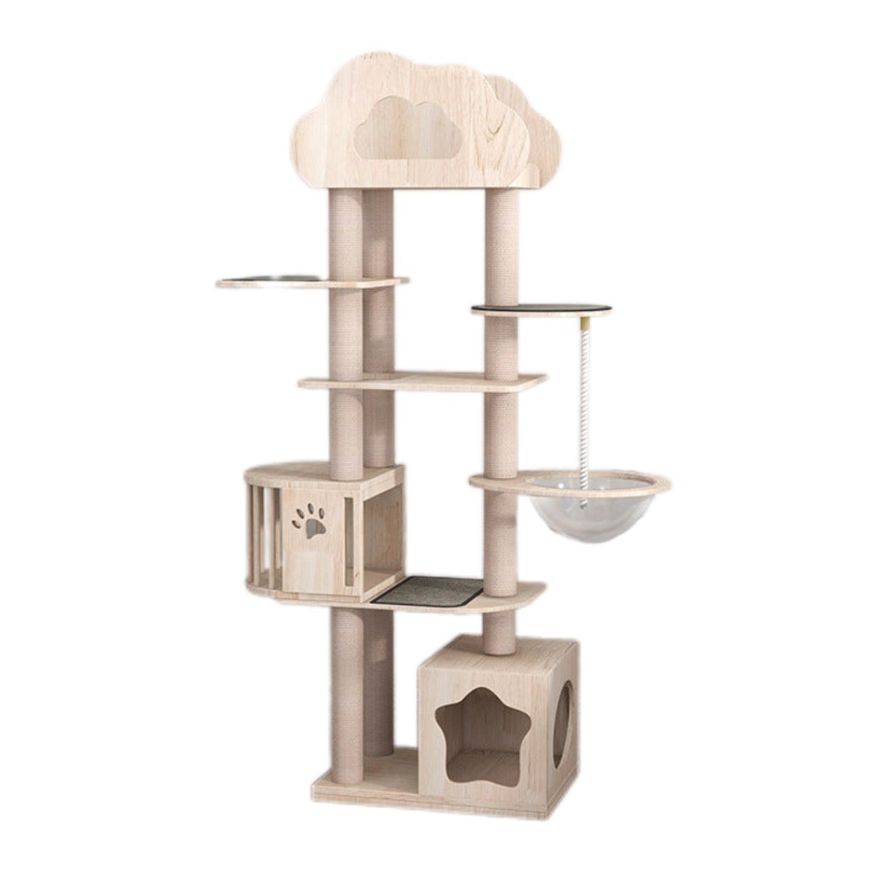 MengZhu Solid Wood Large Cloudy Cat Tree