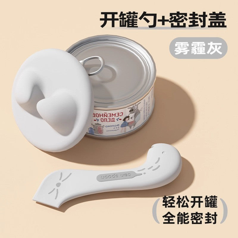 Multi-Function Pet Can Opener & Lid – Silicone Spoon for Pet Cans