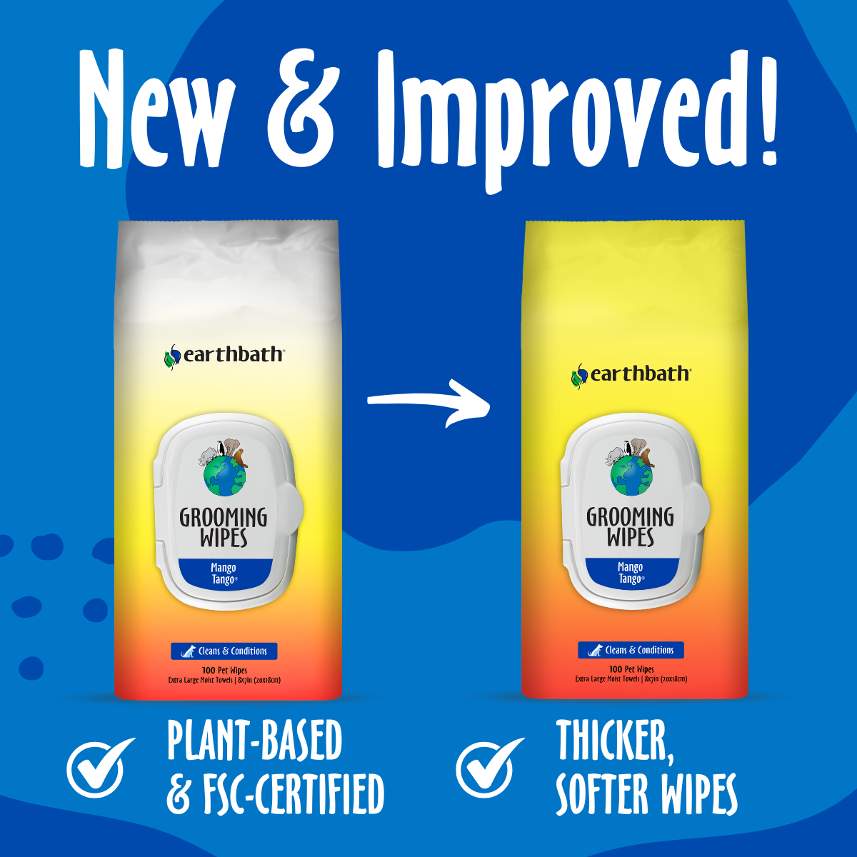 Earthbath Grooming Wipes - Mango Tango - 100 Wipes