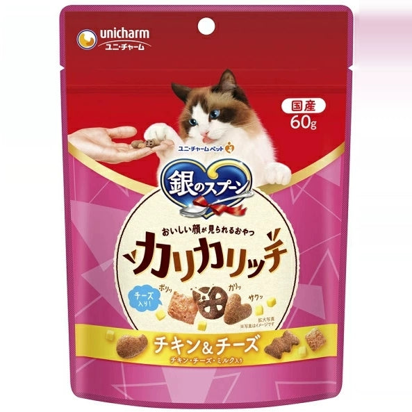 日本银勺 猫咪洁牙保健小饼干 鸡肉奶酪配方 适口性超好 一袋80g