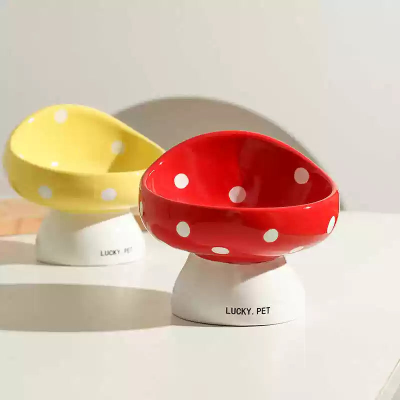 Lucky Pet Mushroom Shape Ceramic Pet Bowl