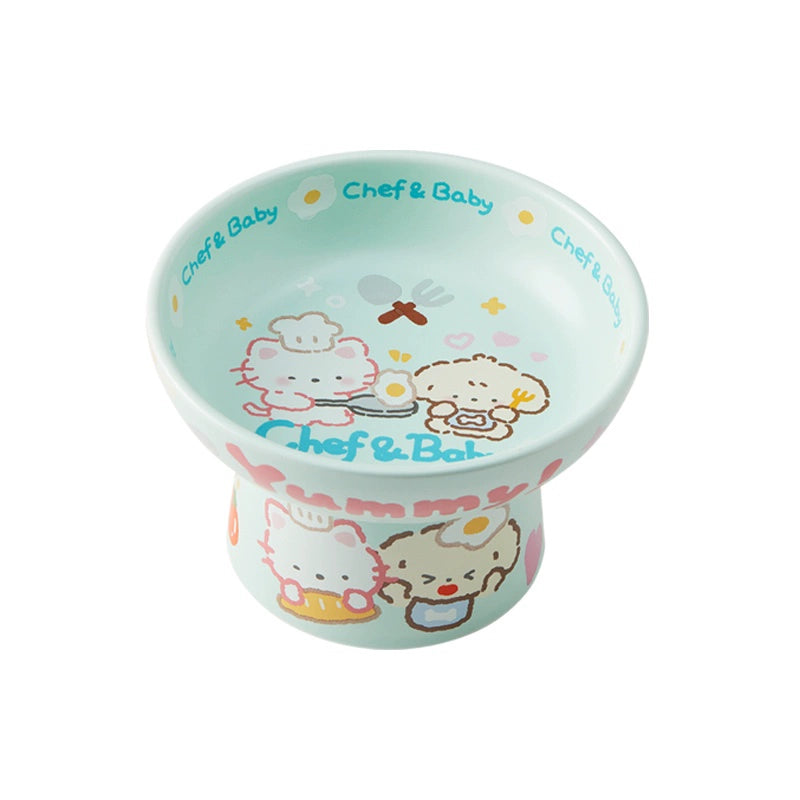 NianGao Elevated Ceramic Pet Bowl – Playful Cartoon Design