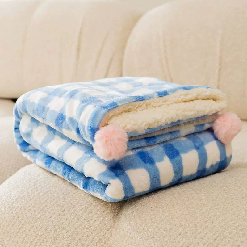 Flannel Pet Blanket - Warm Plaid Cat Mat & Small Dog Bed Cover