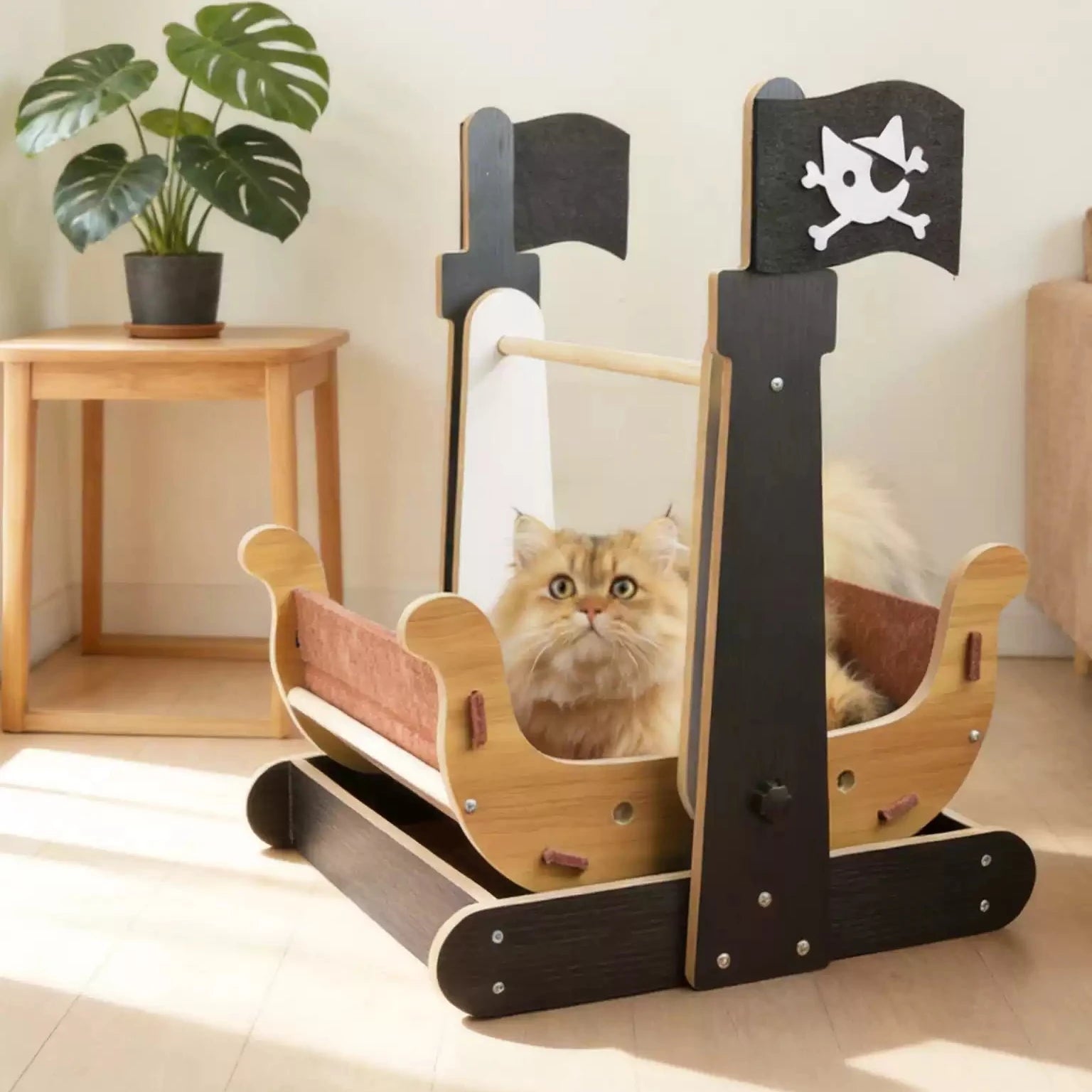 Miaofairy Pirate Ship Cat Hammock Swing Bed