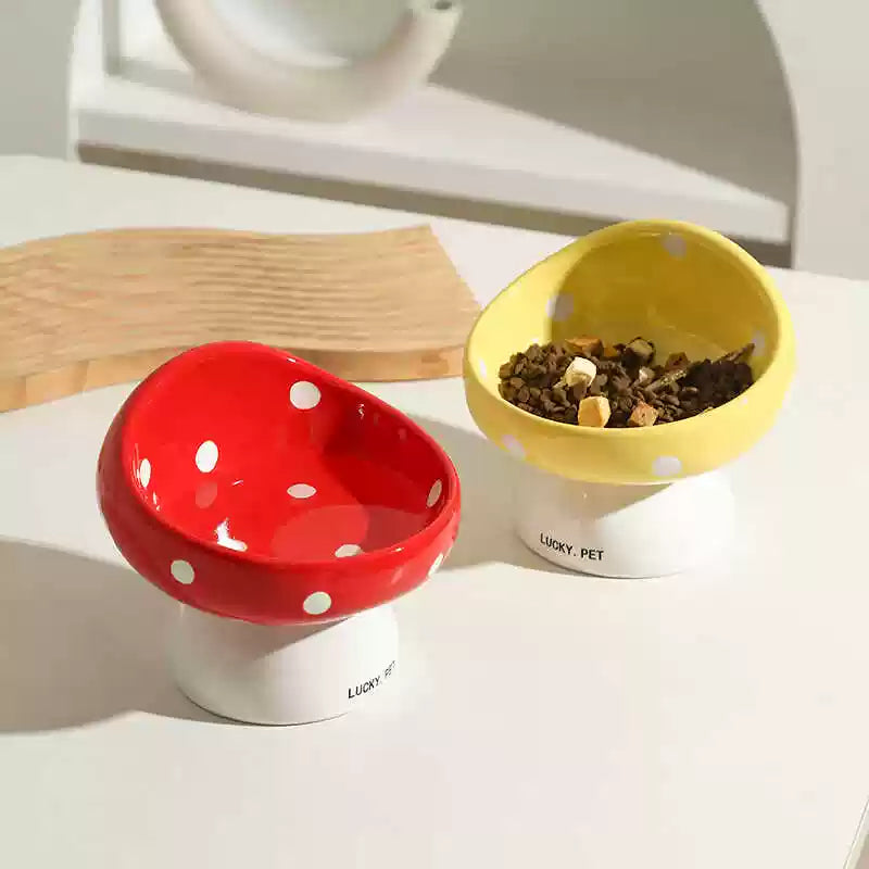 Lucky Pet Mushroom Shape Ceramic Pet Bowl