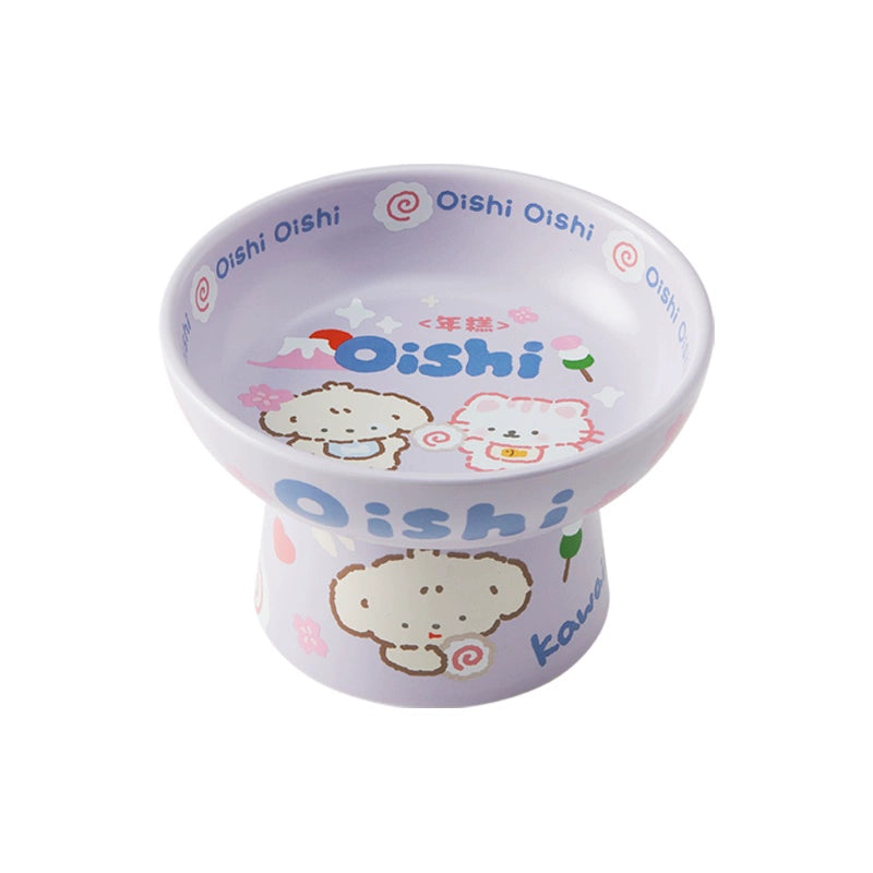 NianGao Elevated Ceramic Pet Bowl – Playful Cartoon Design
