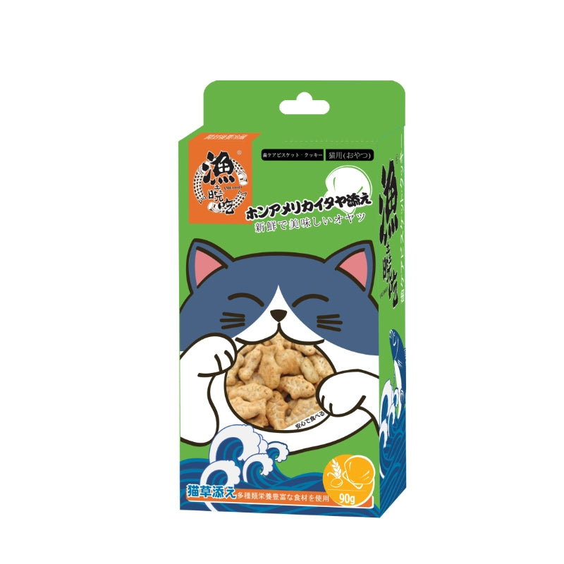 渔晓吃 猫饼干猫咪小零食幼猫洁齿磨牙猫零食 日常训练给予 扇贝猫薄荷口味
