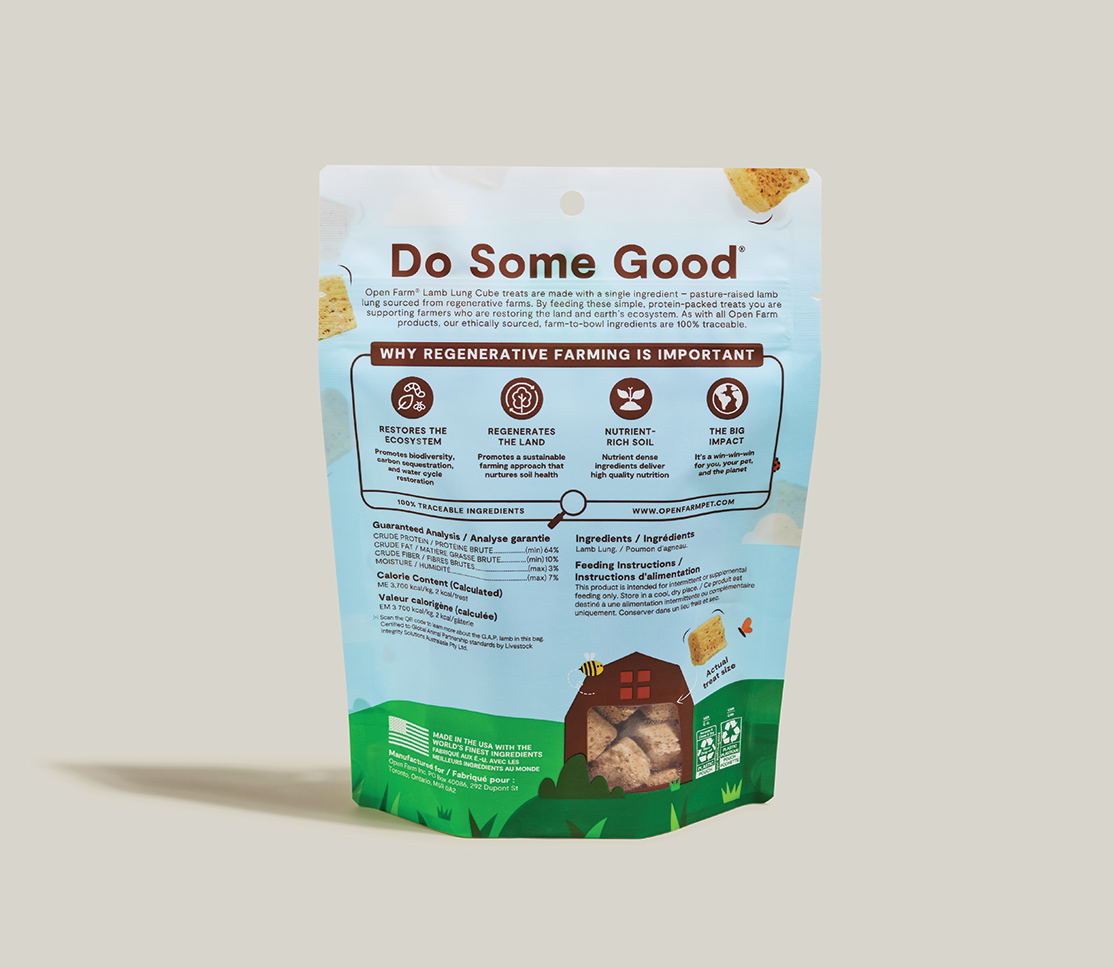 Open Farm Freeze Dried Raw Regeneratively Sourced Lamb Lung Dog Treat
