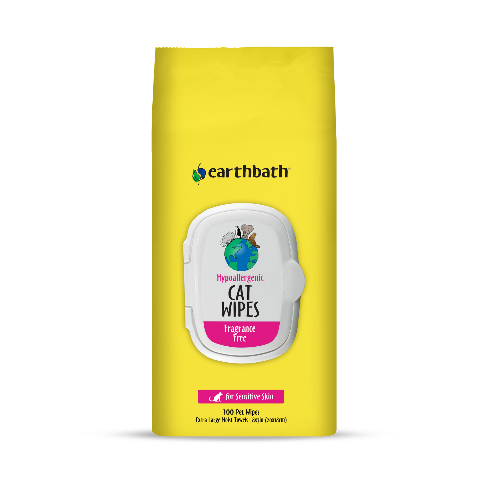 Earthbath Hypoallergenic Cat Wipes - Fragrance Free - 100 Wipes