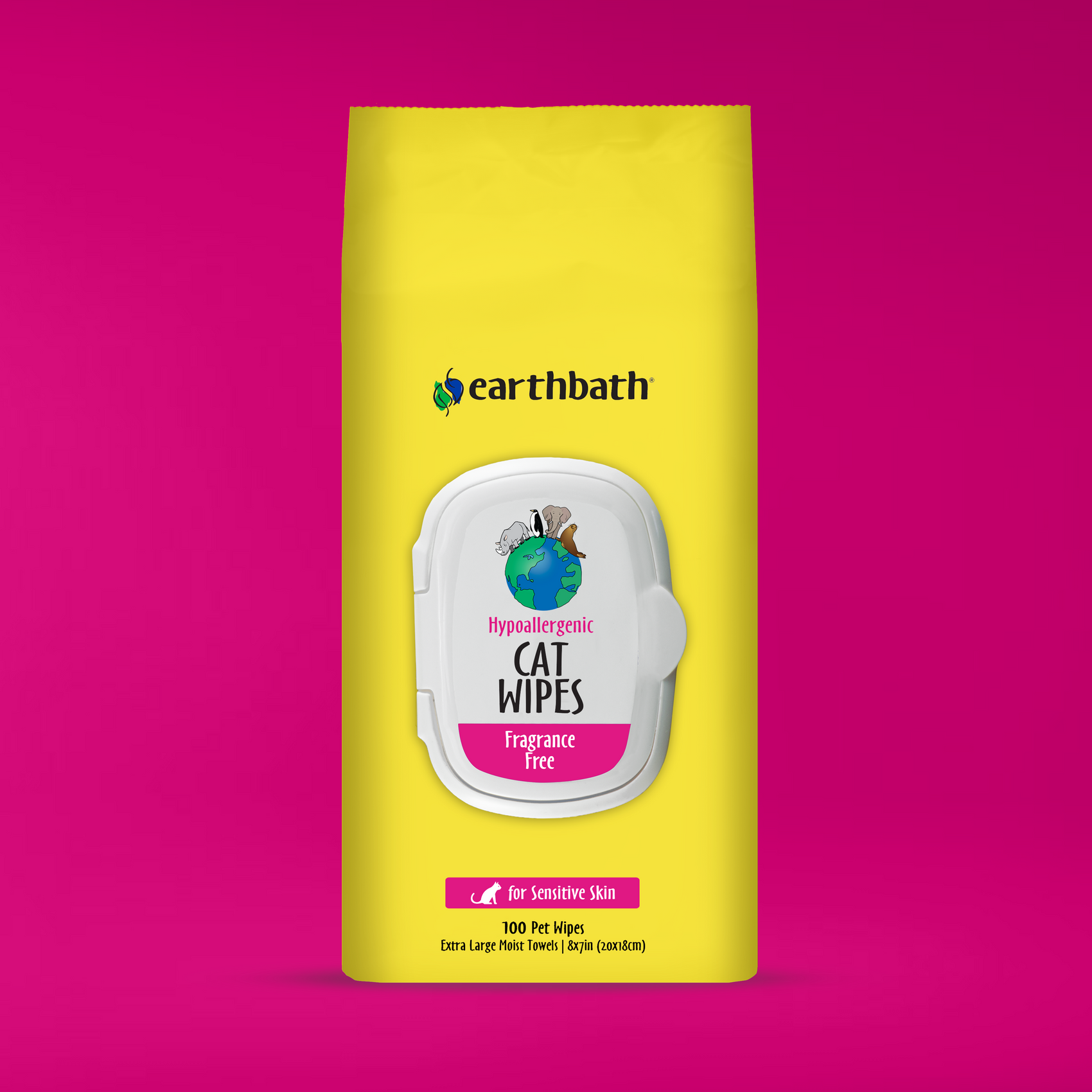 Earthbath Hypoallergenic Cat Wipes - Fragrance Free - 100 Wipes