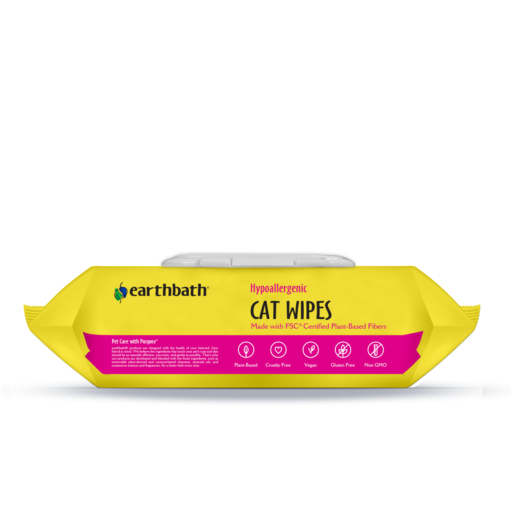 Earthbath Hypoallergenic Cat Wipes - Fragrance Free - 100 Wipes