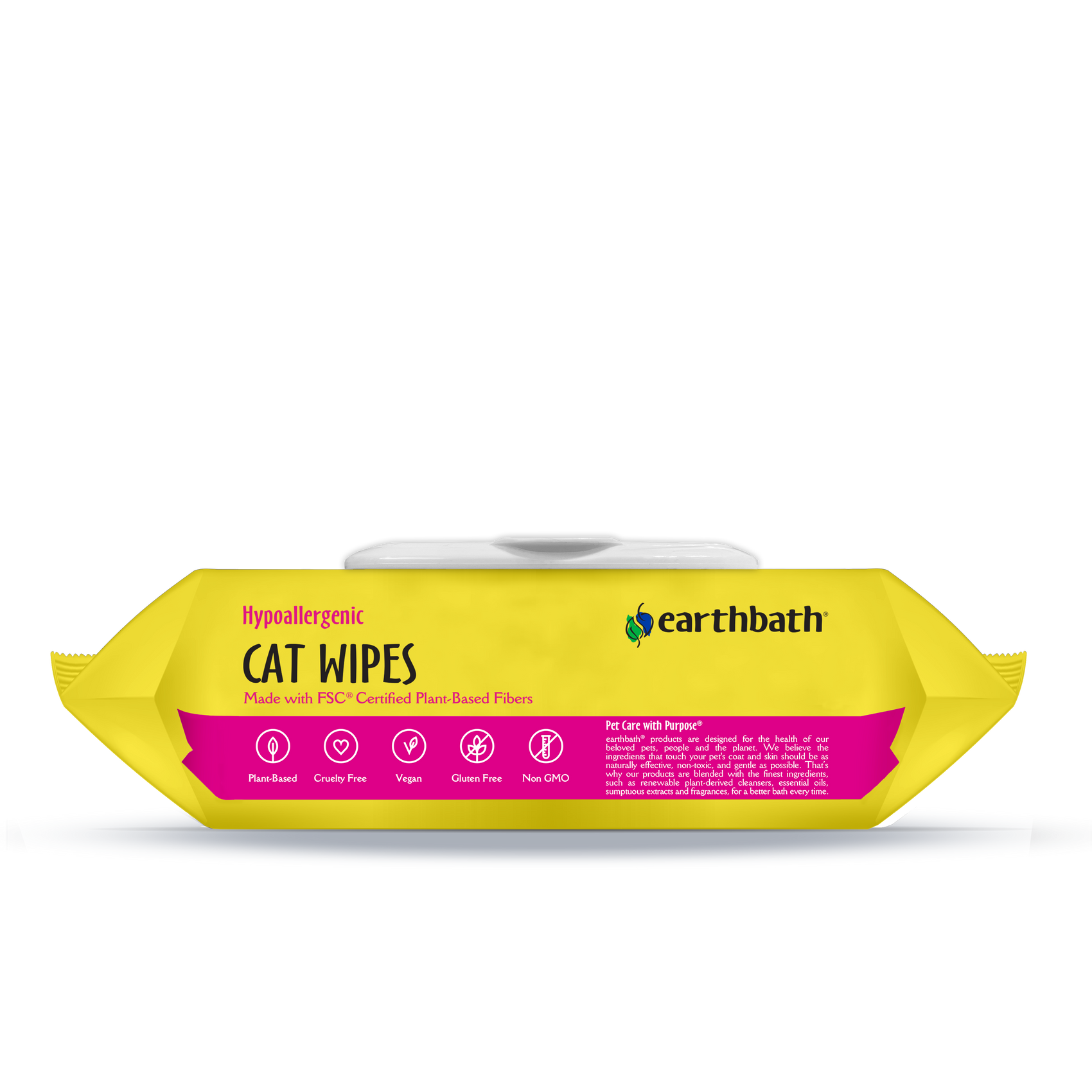 Earthbath Hypoallergenic Cat Wipes - Fragrance Free - 100 Wipes