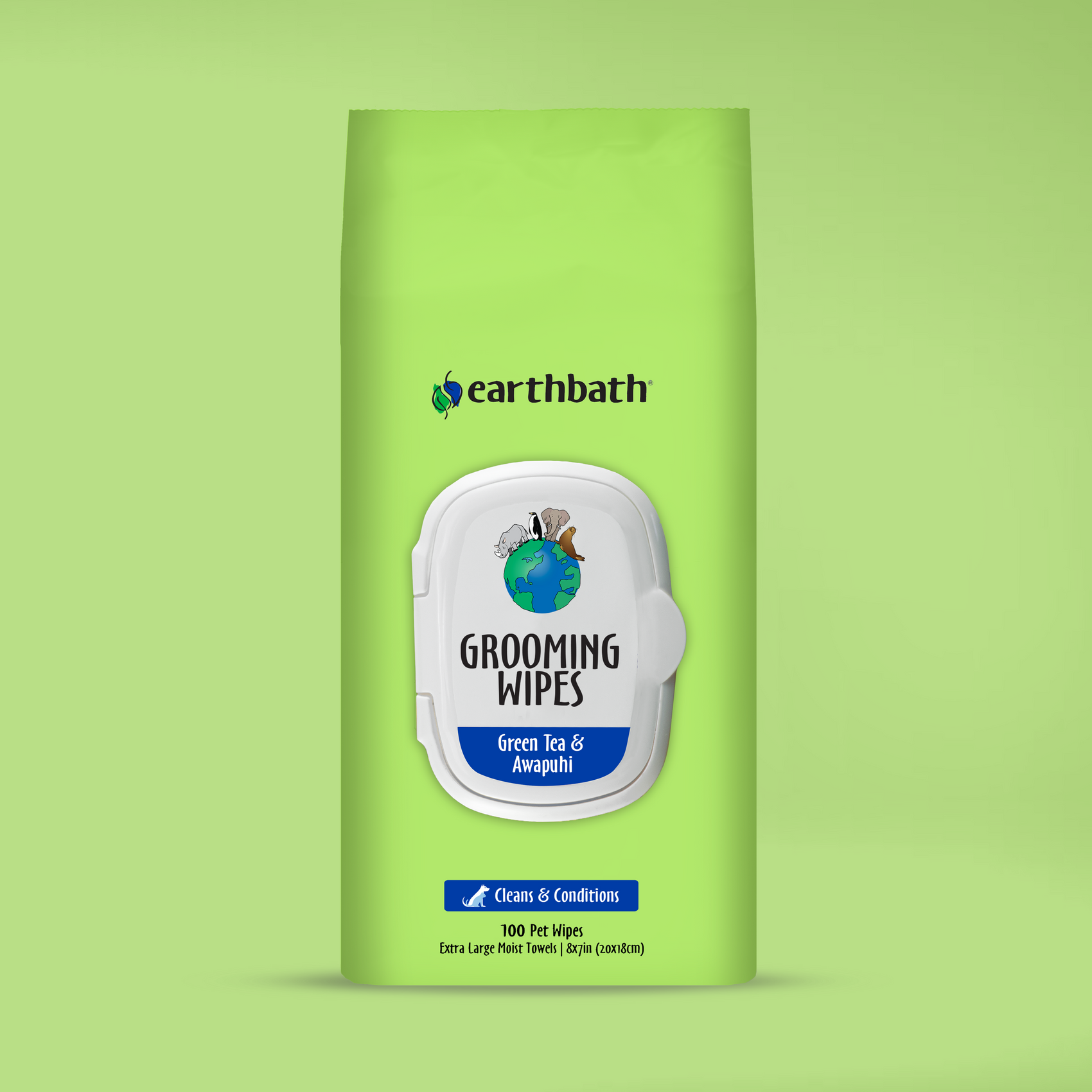 Earthbath Grooming Wipes - Green Tea & Awapuhi - 100 Wipes