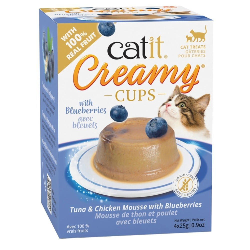 Catit Creamy Cups - Tuna & Chicken Mousse with Blueberry - 4 x 25g