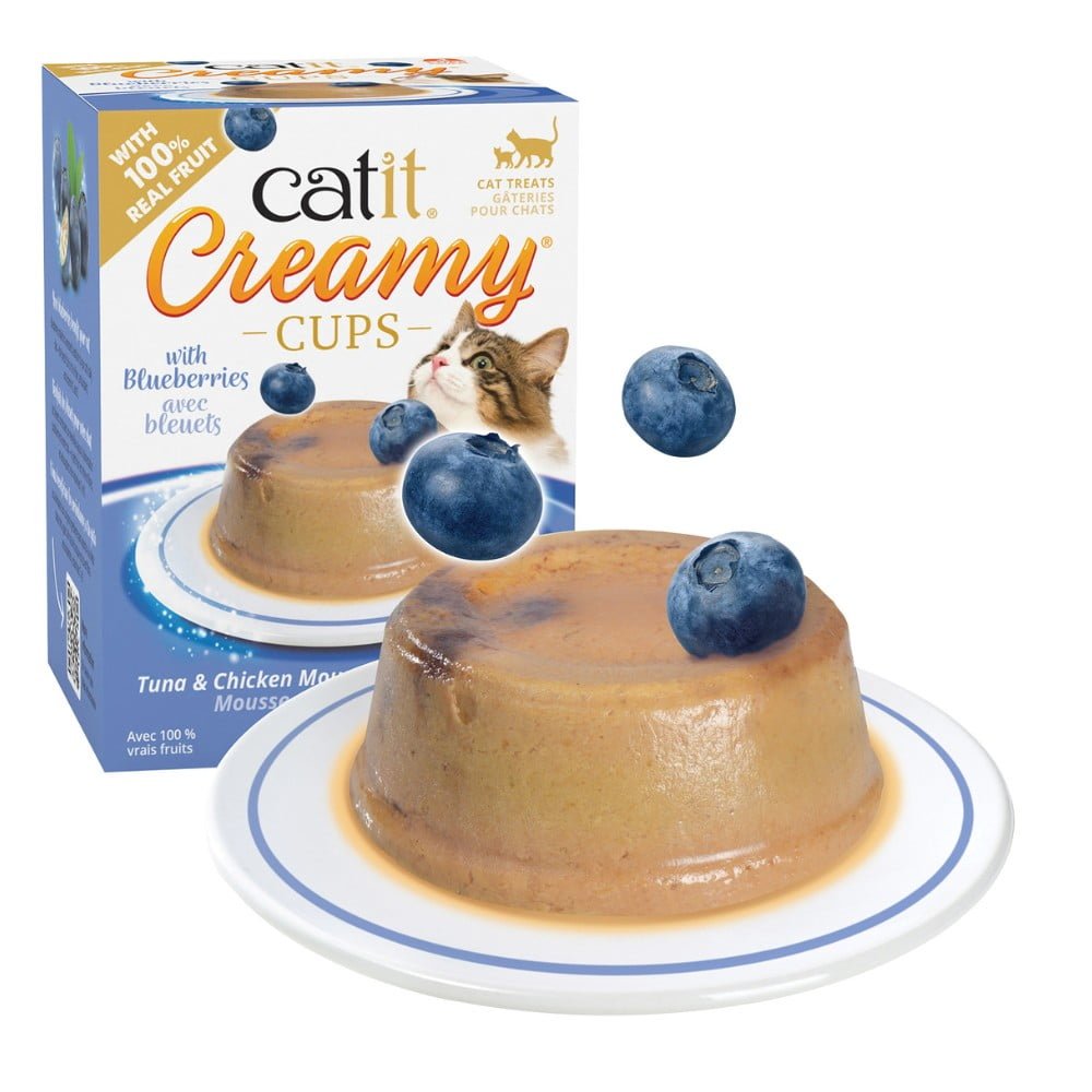 Catit Creamy Cups - Tuna & Chicken Mousse with Blueberry - 4 x 25g