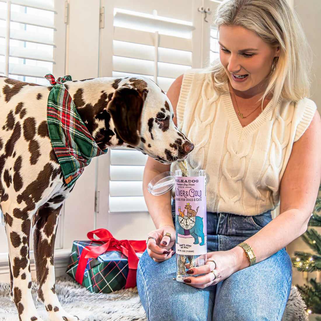 Polkadog Xmas Limited Edition Silver & Gold Cod Skin Treats For Dog & Cat