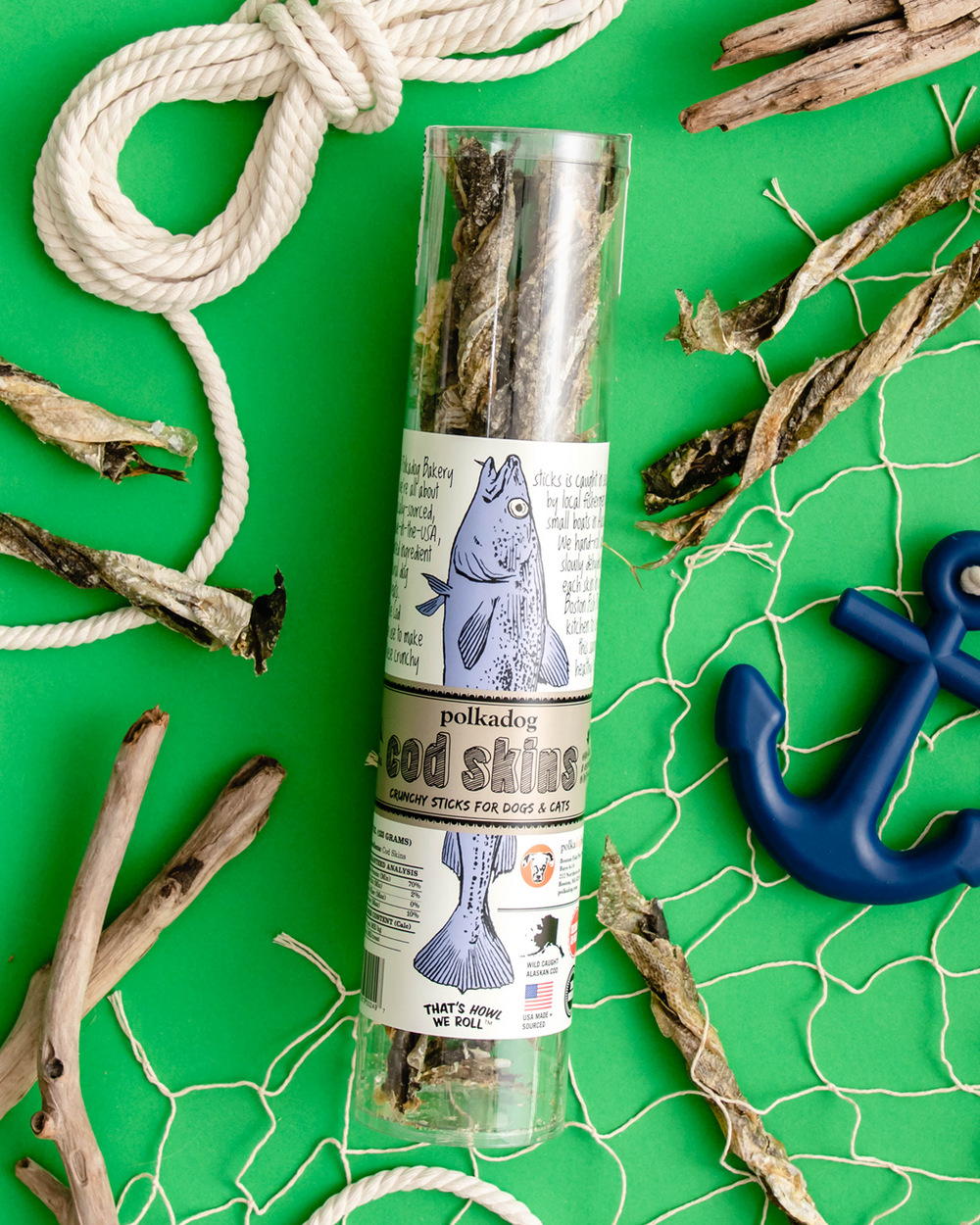 Polkadog Long Stick Cod Skin Treats For Dog & Cat