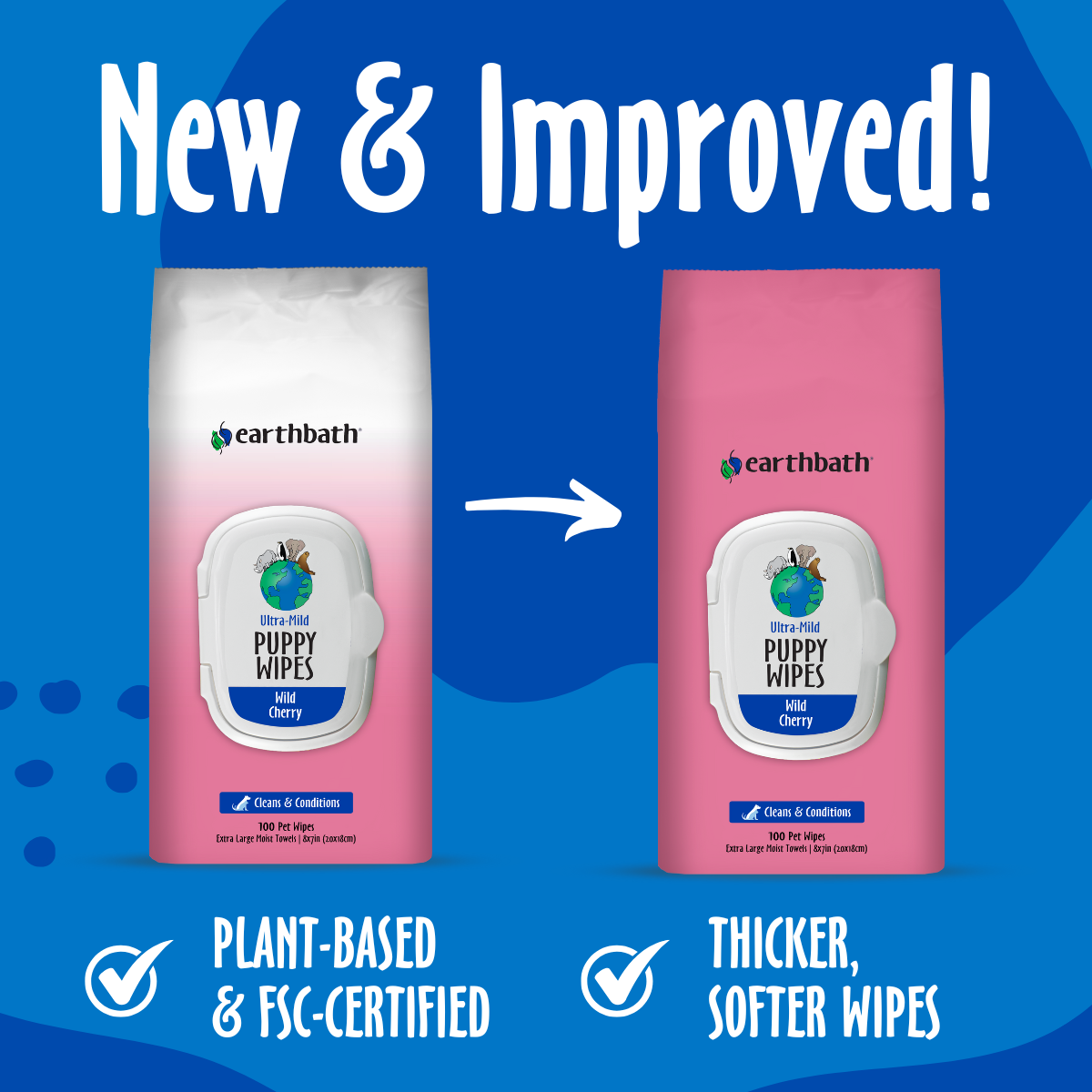 Earthbath Puppy Wipes - Wild Cherry - 100 Wipes