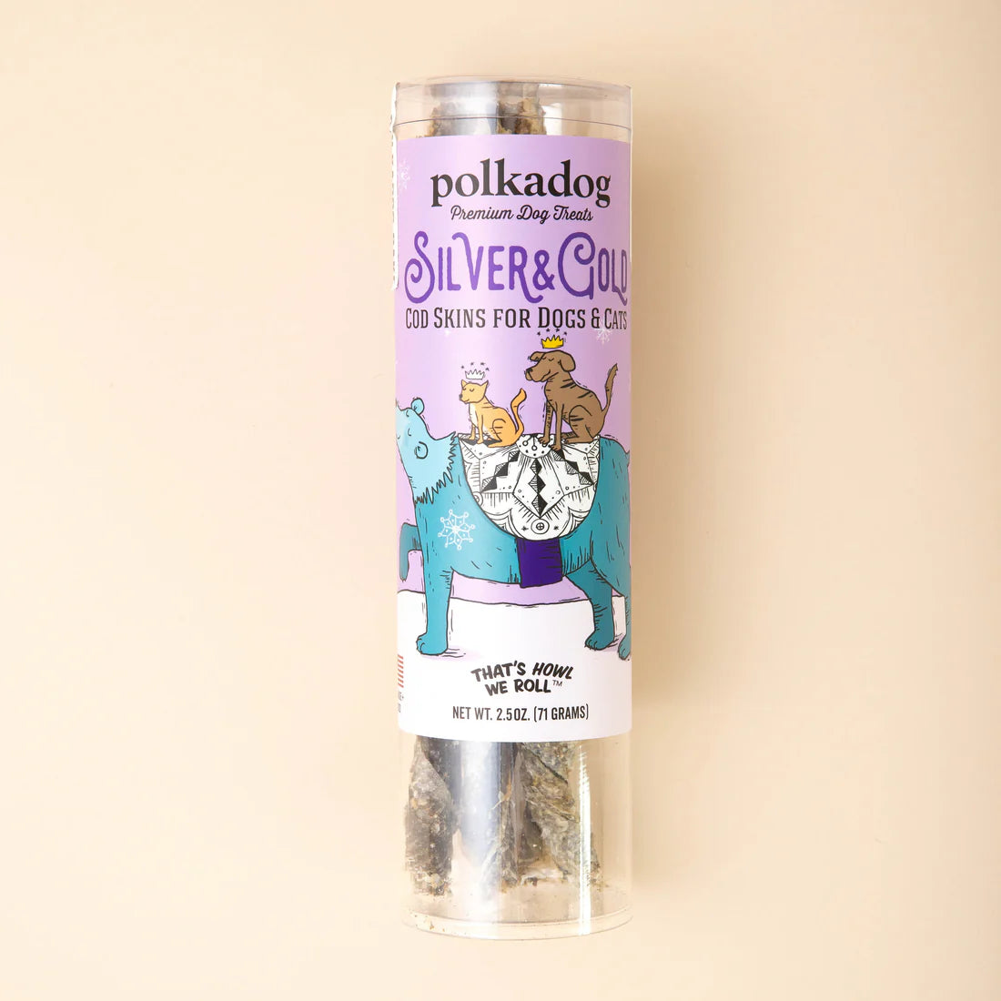Polkadog Xmas Limited Edition Silver & Gold Cod Skin Treats For Dog & Cat