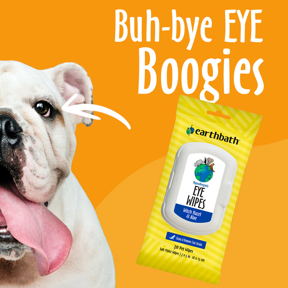 Earthbath Hypoallergenic Eye Wipes - Clean & Removes Tear Stains - 30 Wipes