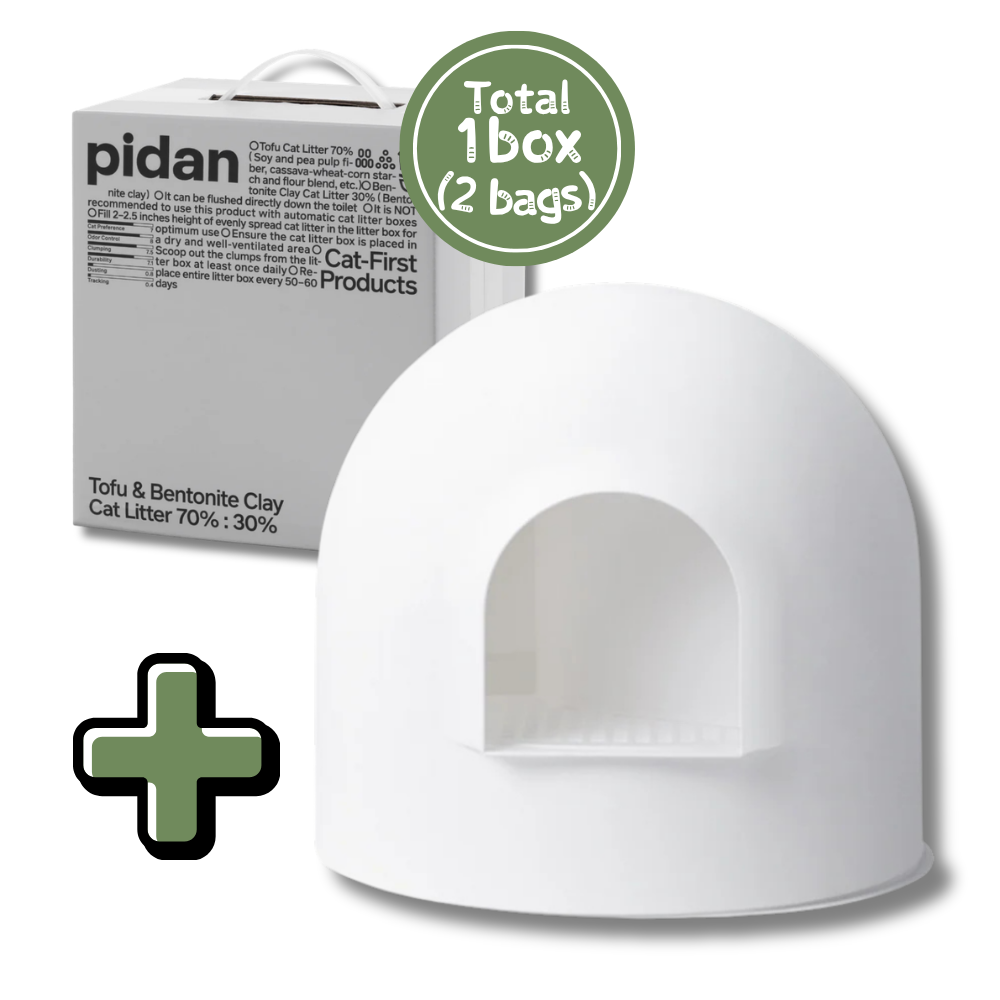 Pidan "Igloo" Cat Litter Box & Tofu&Bentonite Mix Cat Litter Combo