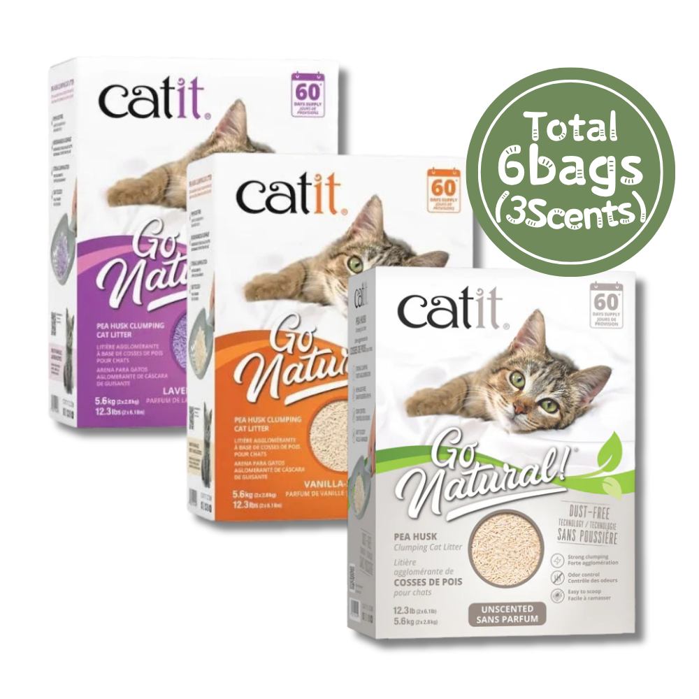 Catit Go Natural! Pea Husk Clumping Cat Litter Combo - Include 3 Scents