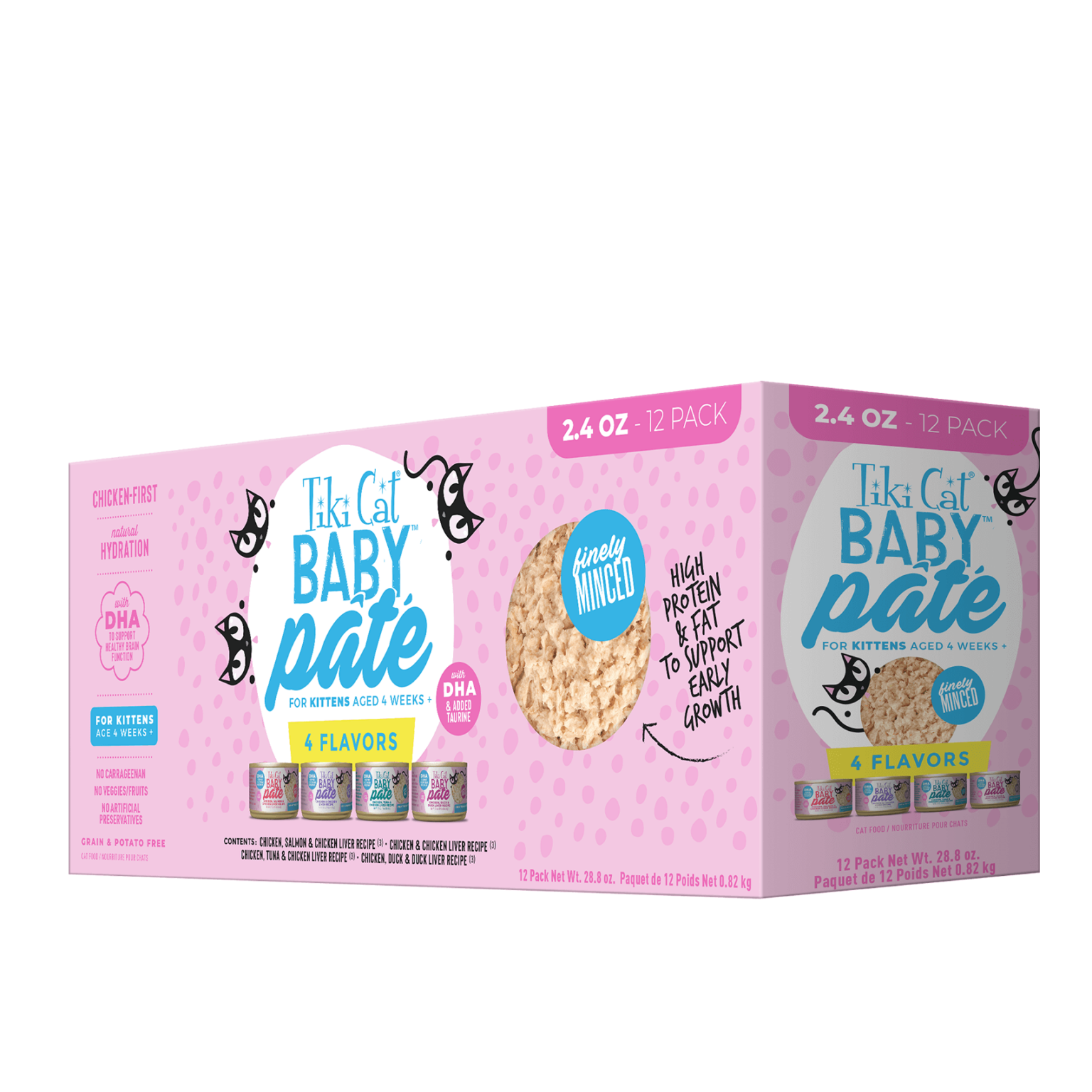 Tiki Cat Baby Pate Variety Pack Wet Kitten Food - For Kittens Age 4+ Weeks