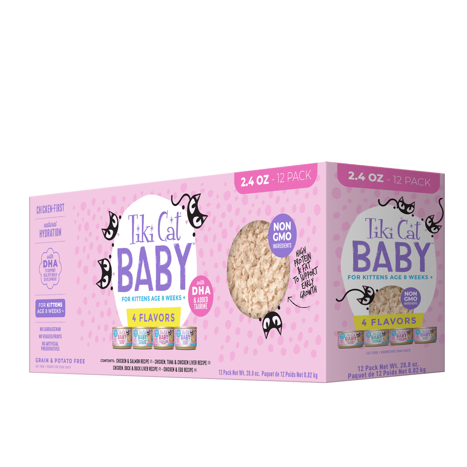 Tiki Cat Baby Shreds Variety Pack Wet Kitten Food - For Kittens Age 8+ Weeks