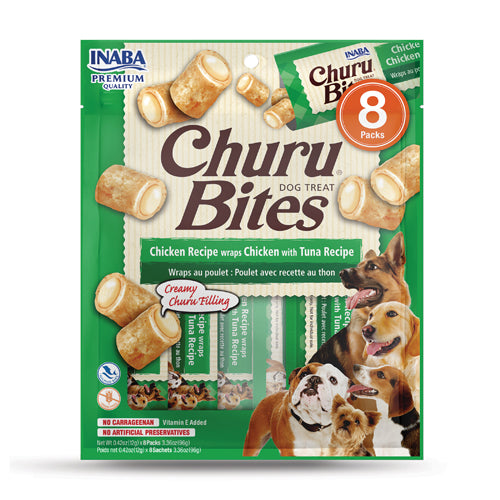 Inaba Churu Bites Dog Treat - Chicken Recipe wraps Chicken with Tuna Recipe