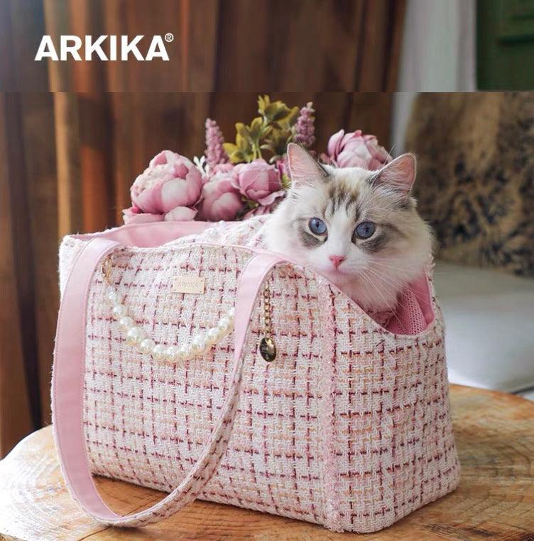 ARKIKA轻奢小香风珍珠宠物外出包 便携狗狗猫猫小体型犬单肩手提猫咪外带包 - Maokidspet