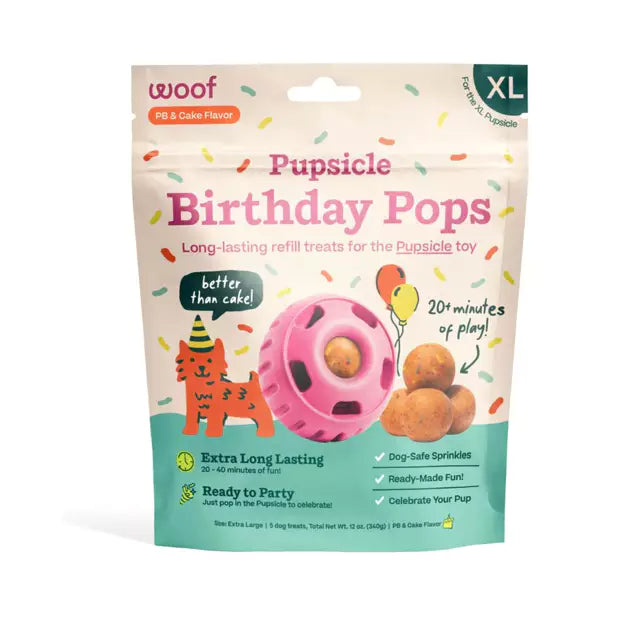 WOOF Birthday Cake Popsicle Refill Pops For Dog Toy - 3 Sizes
