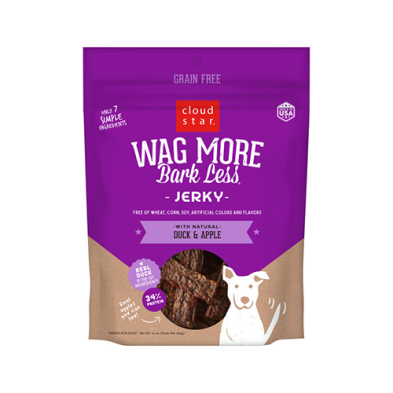 Cloud Star Wag More Bark Less Jerky Dog Treat -  Duck & Apple Dog