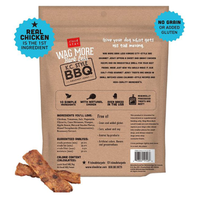 Cloud Star Wag More Kansas City-Style BBQ Jerky Dog Treat - Chicken Gourmet