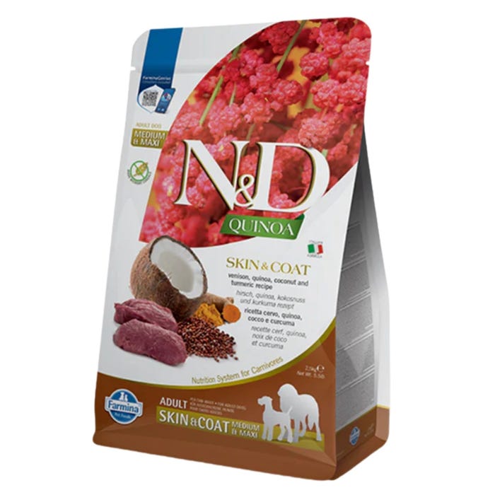 Farmina N&D Quinoa Functional Med/Max Breed Dog Food - Skin & Coat Venison