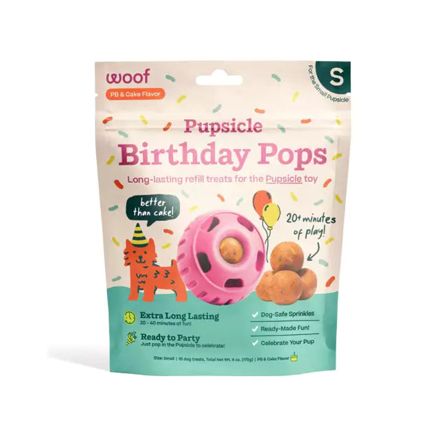 WOOF Birthday Cake Popsicle Refill Pops For Dog Toy - 3 Sizes